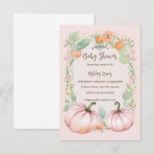Herfst Roze Pompoen Baby shower uitnodiging (Voorkant / Achterkant)