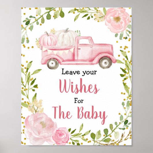 Herfst Roze pompoen Baby shower Verlangt Baby Poster (Voorkant)