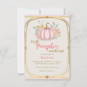 Herfst Roze Pompoen babyshower uitnodiging (Voorkant)