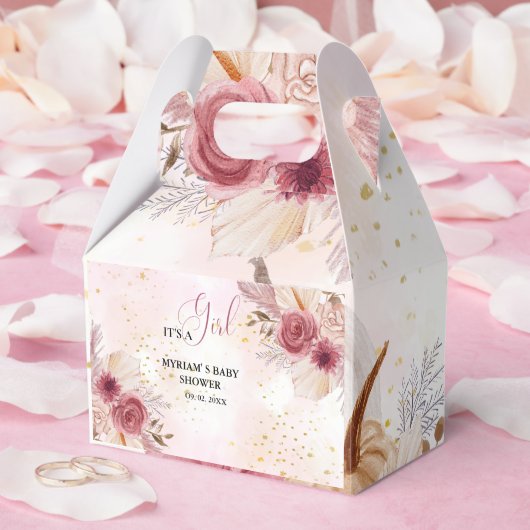 Herfst Roze Pompoen Bloemen Meisje Baby shower Fav Bedankdoosjes (Huwelijk)