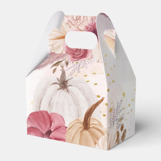 Herfst Roze Pompoen Bloemen Meisje Baby shower Fav Bedankdoosjes (Achterkant)
