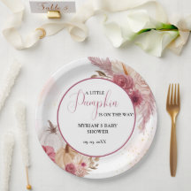 Herfst Roze Pompoen Bloemen Meisje Baby shower