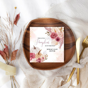 Herfst Roze Pompoen Bloemen Meisje Baby shower Servet