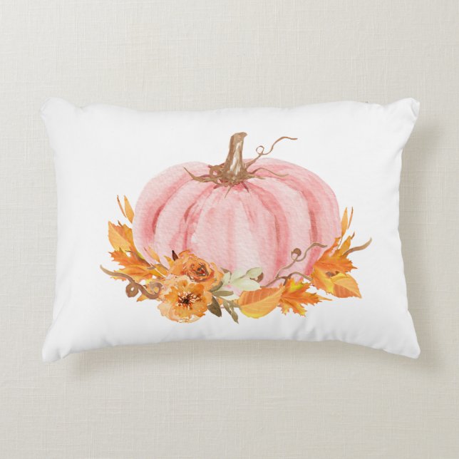 Herfst Roze pompoen en regenbogen Accent Pillow Accent Kussen (Voorkant)