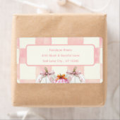 Herfst roze pompoen gingham meisje Baby shower adr Etiket (Insitu)