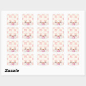 Herfst Roze Pompoen Gingham Meisje Baby shower Vierkante Sticker (Vel)