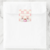Herfst Roze Pompoen Gingham Meisje Baby shower Vierkante Sticker (Tas)