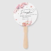 Herfst Roze Pompoen Gold Leafs Meisje Baby shower Handwaaier (Voorkant)