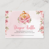 Herfst Roze Pompoen Meisje Baby Luier Raffle Kaart Visitekaartje (Voorkant)