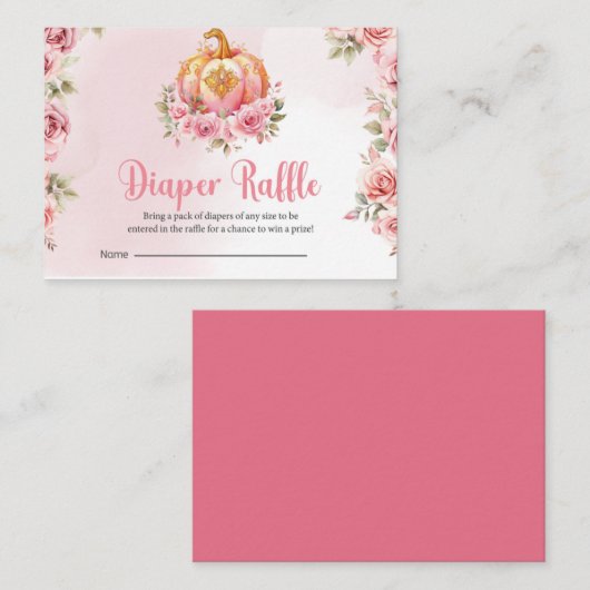 Herfst Roze Pompoen Meisje Baby Luier Raffle Kaart Visitekaartje (Voorkant / Achterkant)