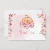 Herfst roze pompoen meisje Baby shower Bedankkaart (Voorkant)