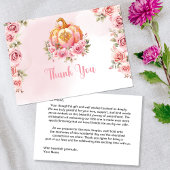 Herfst roze pompoen meisje Baby shower Bedankkaart