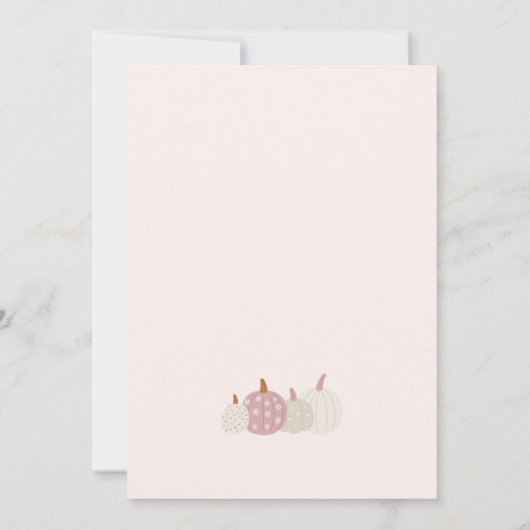 Herfst roze pompoen meisje Baby shower uitnodiging (Achterkant)