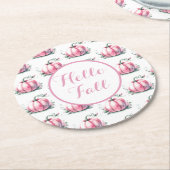Herfst roze pompoen rond papier Onderzetter (Gebogen)
