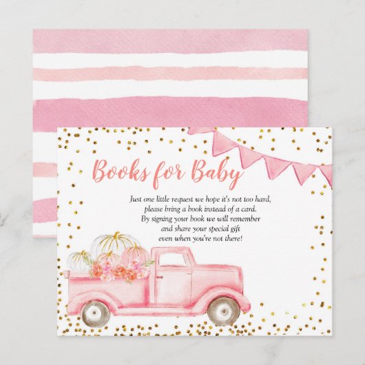 Herfst Roze Pompoen Truck Boeken voor Baby Kaart (Voorkant / Achterkant)
