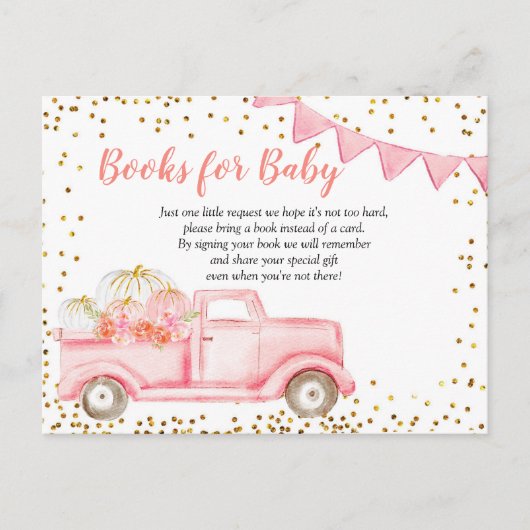 Herfst Roze Pompoen Truck Boeken voor Baby Kaart (Voorkant)