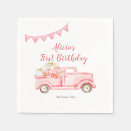 Herfst Roze Pompoen Truck Papier Party Bord Servet