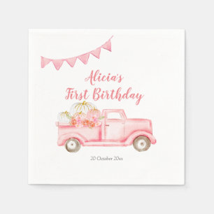 Herfst Roze Pompoen Truck Papier Party Bord Servet