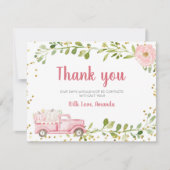 Herfst Roze Pompoen Vrachtwagen Baby shower Dank u Bedankkaart (Voorkant)