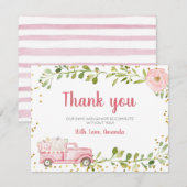 Herfst Roze Pompoen Vrachtwagen Baby shower Dank u Bedankkaart (Voorkant / Achterkant)