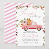 Herfst Roze Pompoen Vrachtwagen Baby shower Invita Kaart (Voorkant / Achterkant)