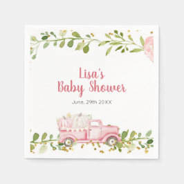 Herfst Roze Pompoen Vrachtwagen Baby shower Servet