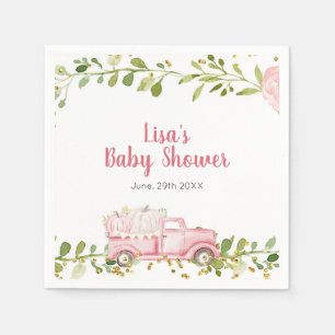 Herfst Roze Pompoen Vrachtwagen Baby shower Servet