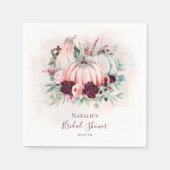 Herfst Roze Pompoen & Wijnrood Bloem Bruidsdiner Servet (Voorkant)
