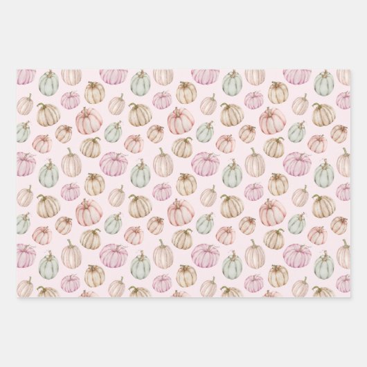 Herfst roze pompoenen inpakpapier vel (Voorkant)