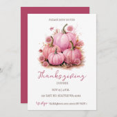 Herfst Roze Pompoenen Thanksgiving Diner Kaart (Voorkant / Achterkant)