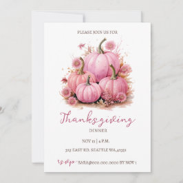 Herfst Roze Pompoenen Thanksgiving Diner Kaart