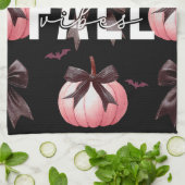 Herfst roze pompoenpatroon theedoek (Gevouwen)