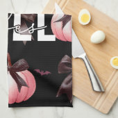 Herfst roze pompoenpatroon theedoek (Quarter Fold)