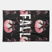 Herfst roze pompoenpatroon theedoek (Horizontaal)