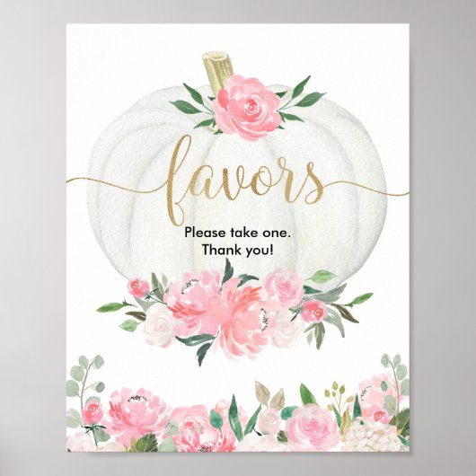 Herfst roze roze  Baby shower voor Poster (Voorkant)