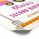 herfst roze roze tractor Girl Birthday Welkom Poster (Hoek)