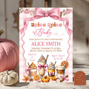 Herfst Roze Specerij Specerij Baby Shower uitnodig Kaart