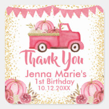 HERFST ROZE TRUCK POMPOEN 1E VERJAARDAG