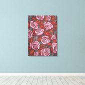 Herfst Rozen Bloemenkunst Rustieke Bloemen Roze Si Canvas Afdruk (Insitu (Houten vloer))