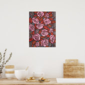 Herfst Rozen Bloemenkunst Rustieke Bloemen Roze Si Poster (Keuken)