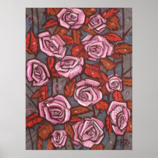 Herfst Rozen Bloemenkunst Rustieke Bloemen Roze Si Poster