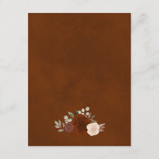 Herfst Rozen Rust Sinaasappel Boeket Bruiloft Deta Informatiekaartje (Achterkant)