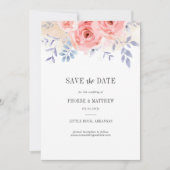 Herfst Rozen Waterverf Floral Lila afval Save The Date (Voorkant)