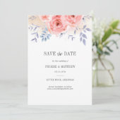 Herfst Rozen Waterverf Floral Lila afval Save The Date (Staand voorkant)