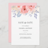 Herfst Rozen Waterverf Floral Lila afval Save The Date (Voorkant / Achterkant)