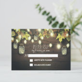 Herfst RSVP-kaarten met twinkle lichten mason potj RSVP Kaartje (Staand voorkant)