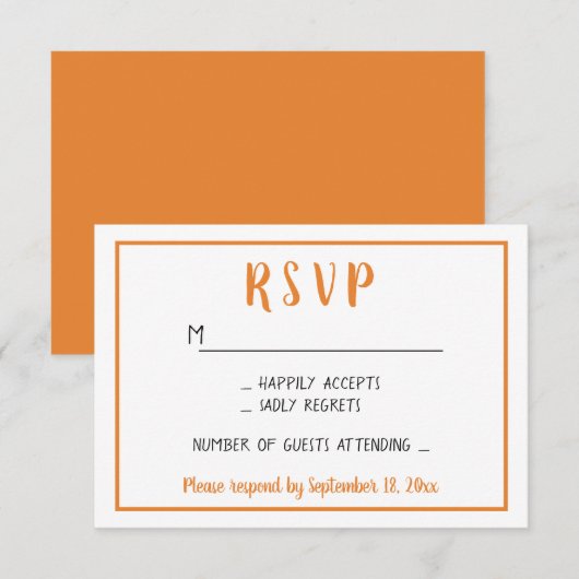 Herfst RSVP Oranje herfst Wedding Party minimalist (Voorkant / Achterkant)