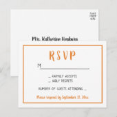 Herfst RSVP Oranje herfst Wedding Party minimalist Uitnodiging Briefkaart (Voorkant / Achterkant)