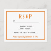 Herfst RSVP Oranje herfst Wedding Party minimalist Uitnodiging Briefkaart (Voorkant)