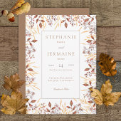 Herfst Rust & Brown Boho Modern Wedding Uitnodigin Kaart